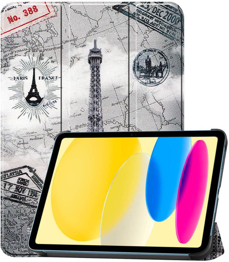 Basey iPad 10 2022 Hoes Case Hoesje Hard Cover iPad 10 Hoesje Bookcase Eiffeltoren