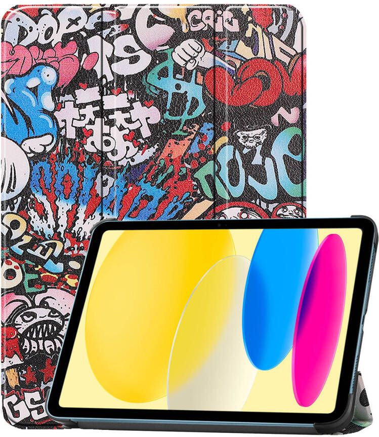 Basey iPad 10 2022 Hoes Case Hoesje Hard Cover iPad 10 Hoesje Bookcase Graffity