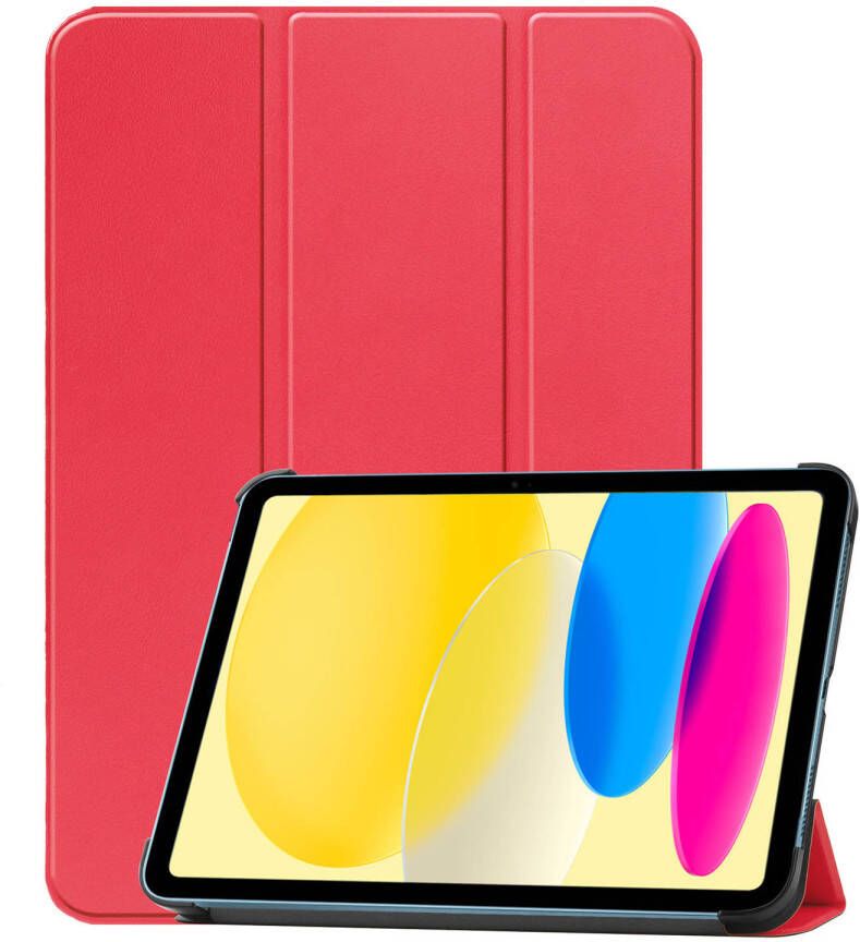 Basey iPad 10 2022 Hoes Case Hoesje Hard Cover iPad 10 Hoesje Bookcase Rood