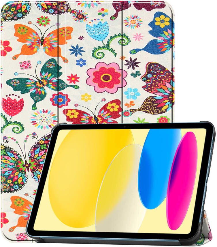 Basey iPad 10 2022 Hoes Case Hoesje Hard Cover iPad 10 Hoesje Bookcase Vlinders