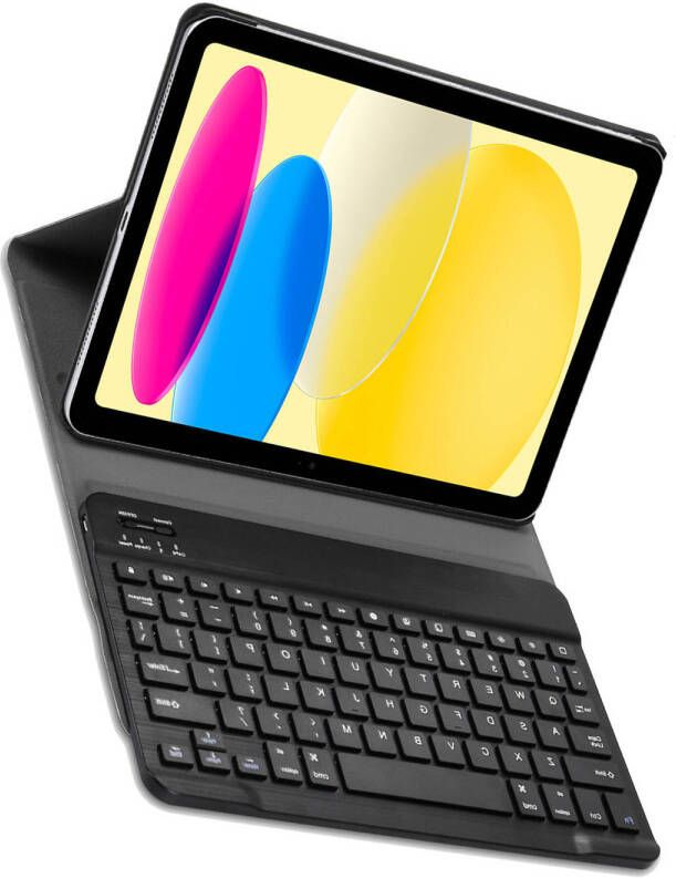 Basey iPad 10 (2022) Toetsenbord Hoes Book Case iPad 2022 Toetsenbord Hoesje Keyboard Cover Donkerblauw