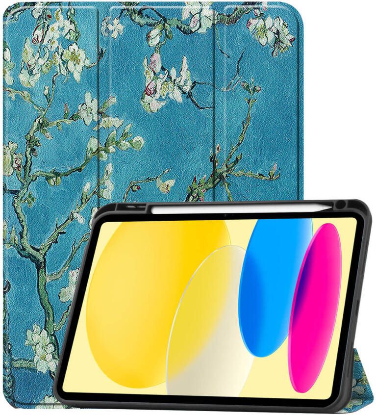 Basey iPad 10 Hoes Case Hoesje Hard Cover iPad 10 2022 Hoesje Bookcase Uitsparing Apple Pencil Zwart