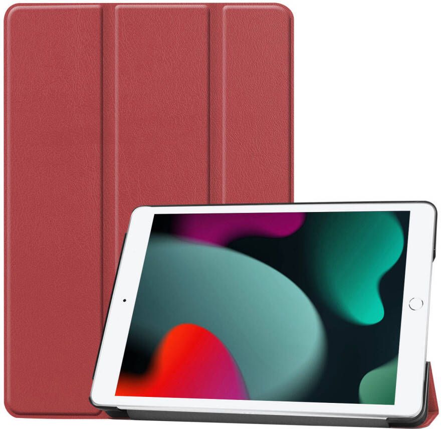 Basey iPad 10.2 2019 Hoes Book Case Hoesje iPad 10.2 2019 Hoesje Hard Cover Case Hoes Donkerrood
