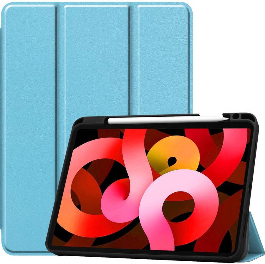 Basey iPad Air 4 2020 Hoes Case Hoesje Licht Blauw Uitsparing Apple Pencil iPad Air 2020 10.9 Inch
