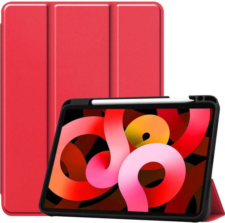 Basey iPad Air 4 2020 Hoes Case Hoesje Rood Uitsparing Apple Pencil iPad Air 2020 10.9 Inch