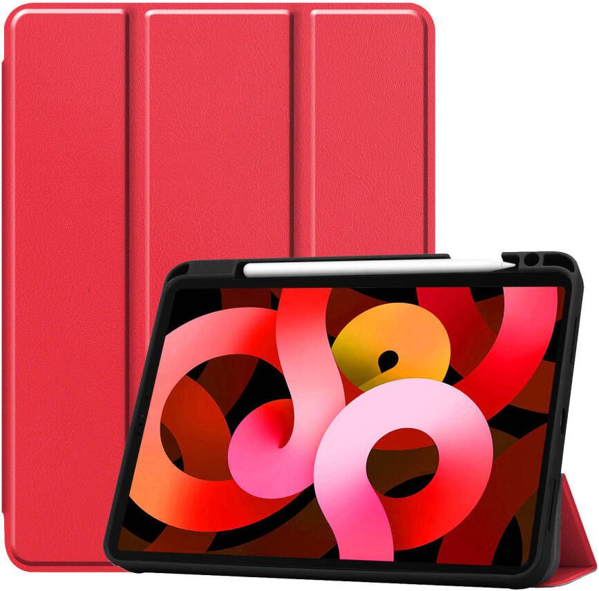 Basey iPad Air 5 2022 Hoes Case Hoesje Rood Uitsparing Apple Pencil iPad Air 2022 10.9 Inch