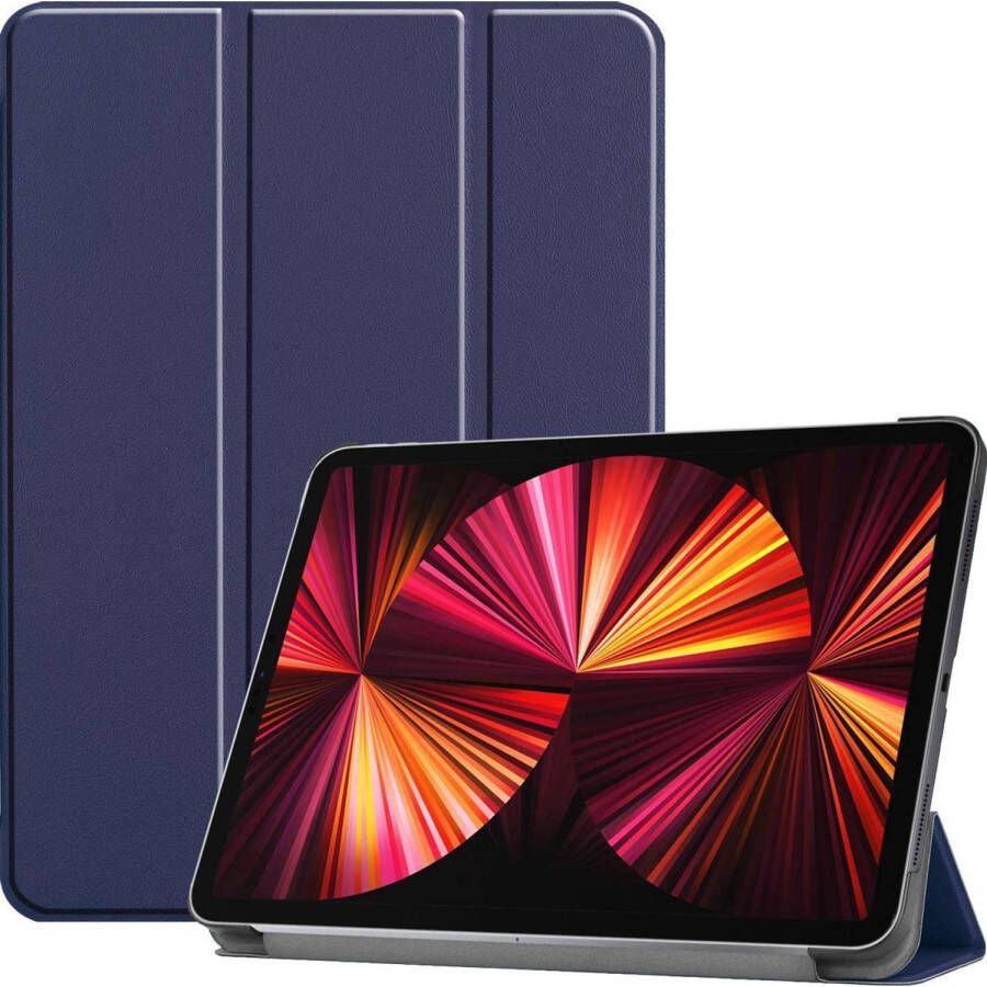 Basey iPad Pro 2021 (11 inch) Hoes Case Hoesje Hardcover Book Cover Donker Blauw