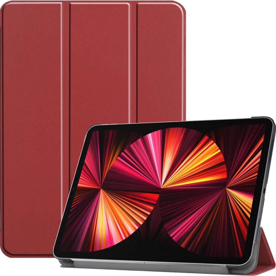 Basey iPad Pro 2021 (11 inch) Hoes Case Hoesje Hardcover Book Cover Donker Rood