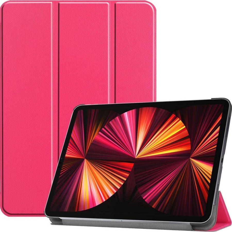 Basey iPad Pro 2021 (11 inch) Hoes Case Hoesje Hardcover Book Cover Donker Roze