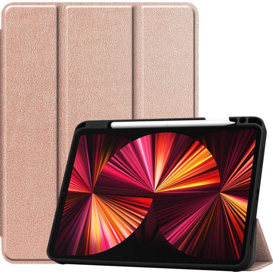 Basey iPad Pro 2021 11 inch Hoes Case Hoesje Rosé Goud Uitsparing Apple Pencil