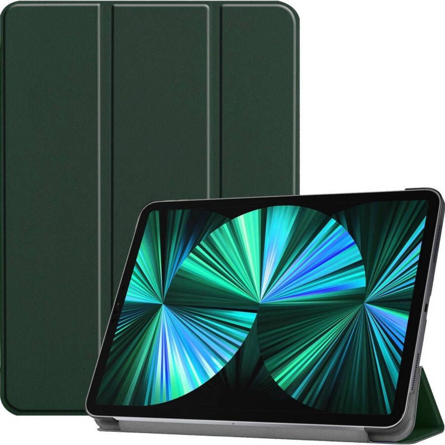 Basey iPad Pro 2021 (12.9 inch) Hoes Case Hoesje Hardcover Book Cover Donker Groen