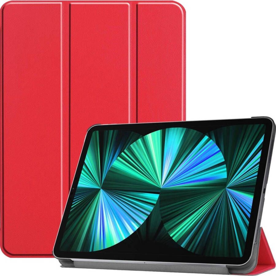 Basey iPad Pro 2021 (12.9 inch) Hoes Case Hoesje Hardcover Book Cover Rood