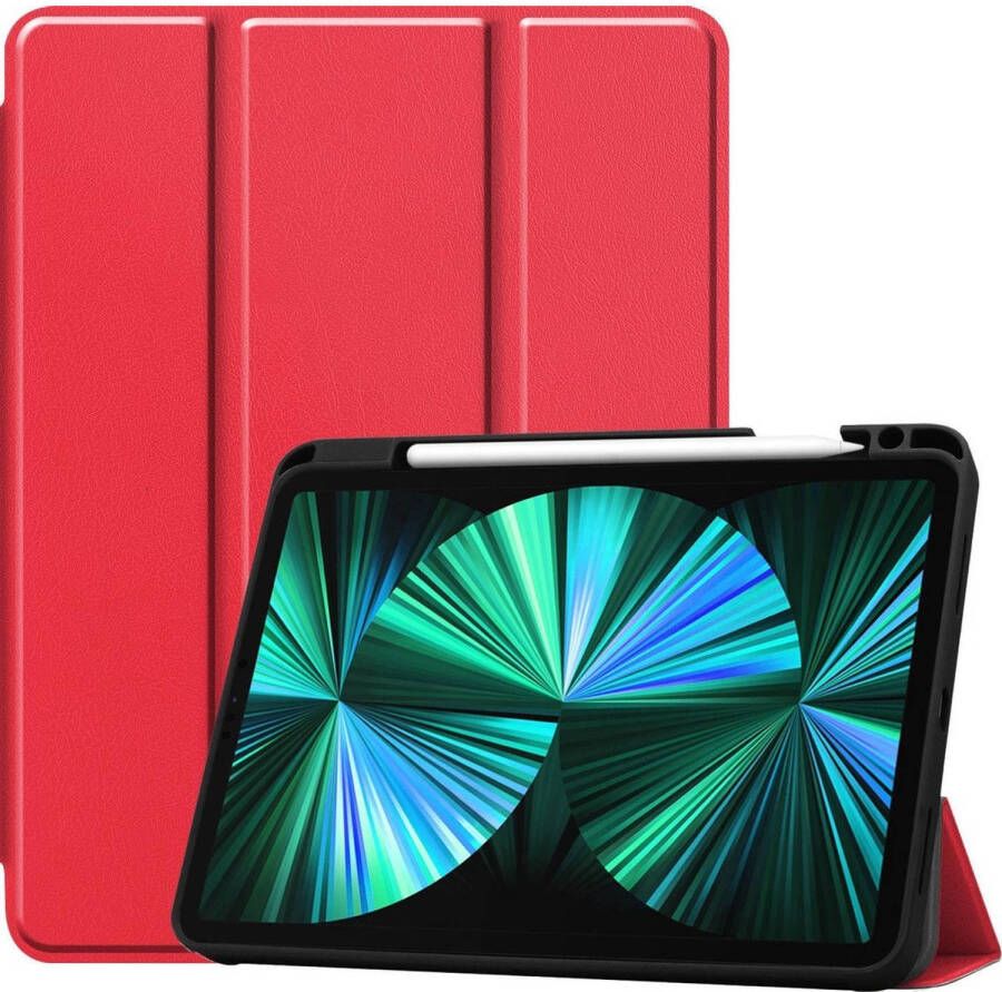 Basey iPad Pro 2021 (12.9 inch) Hoes Case Hoesje Met Uitsparing Apple Pencil Rood
