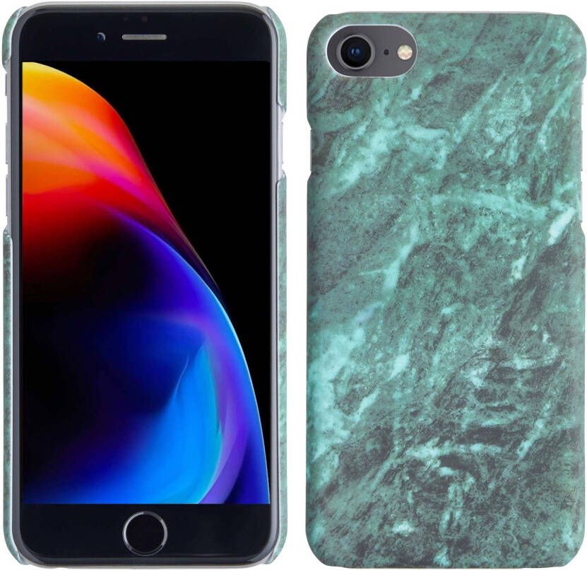 Basey iPhone SE 2022 Hoesje Marmer Case Marmeren Hard Cover Hoes Groen