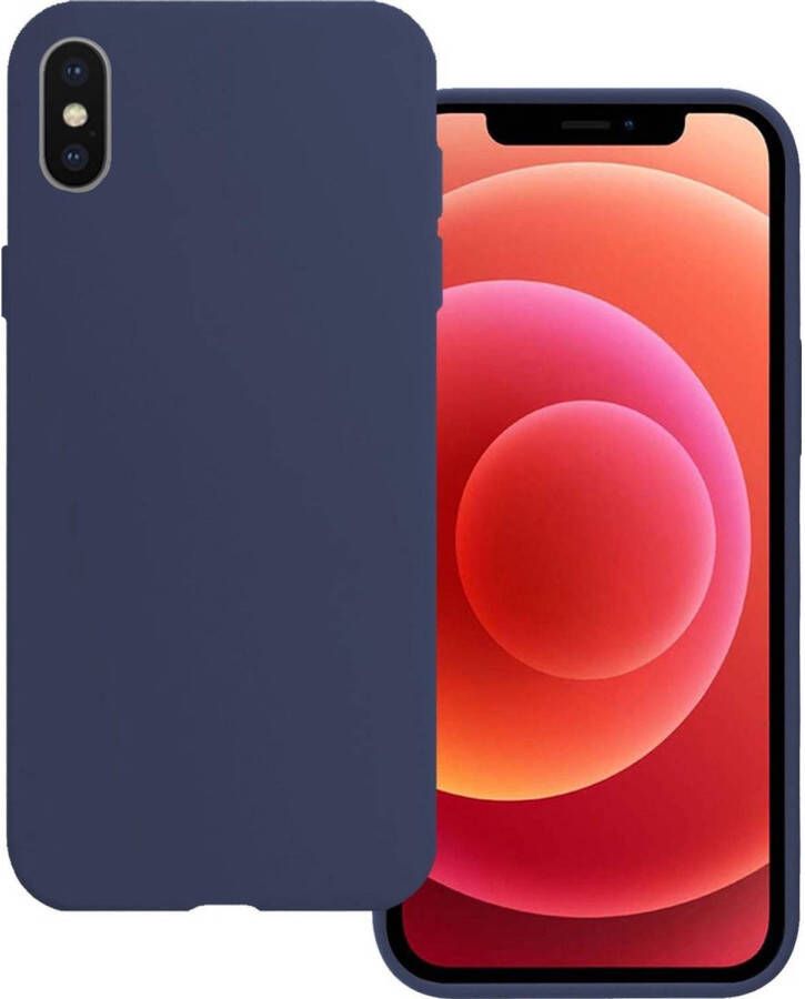 Basey iPhone Xs Max Hoesje Case Back Cover Siliconen iPhone Xs Max Hoesje Siliconen Hoes Donker Blauw
