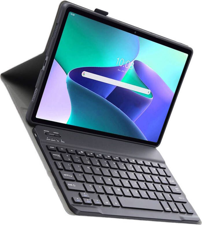 Basey Lenovo M10 Plus (3e generatie) Hoes Toetsenbord Hoesje Keyboard Case Cover Goud