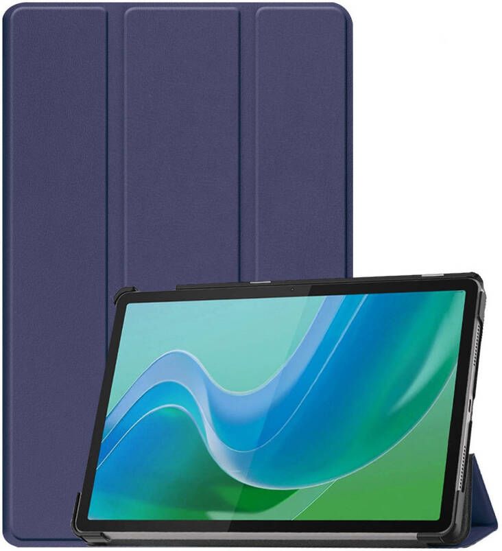 Basey Lenovo Tab M11 Hoesje Kunstleer Hoes Case Cover -Donkerblauw