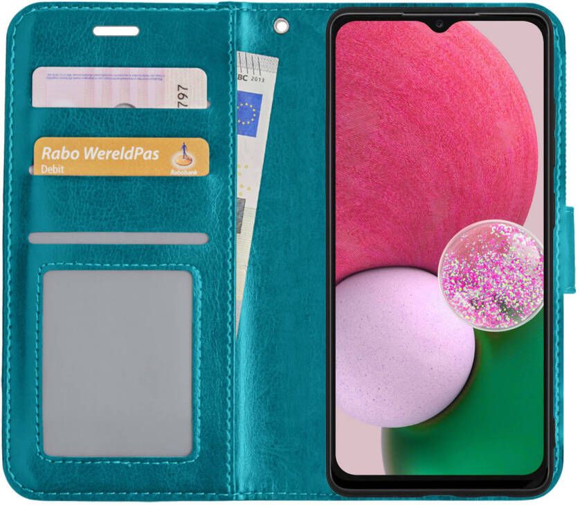 Basey Samsung Galaxy A13 5G Hoesje Book Case Kunstleer Cover Hoes Turquoise