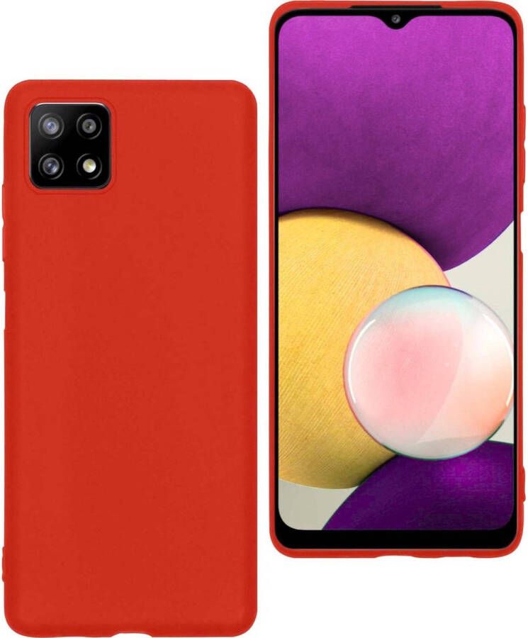 Basey Samsung A22 5G Hoesje Siliconen Samsung A22 5G Case Back Cover Silicone Samsung A22 5G Hoes Siliconen Rood
