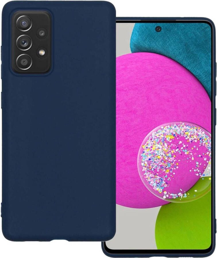 Basey Samsung Galaxy A52 Hoesje Siliconen Hoes Case Cover Donkerblauw