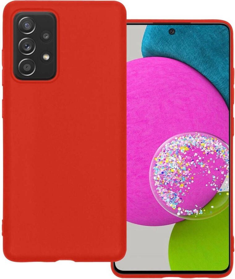 Basey Samsung Galaxy A52 Hoesje Siliconen Hoes Case Cover Samsung Galaxy A52-Rood
