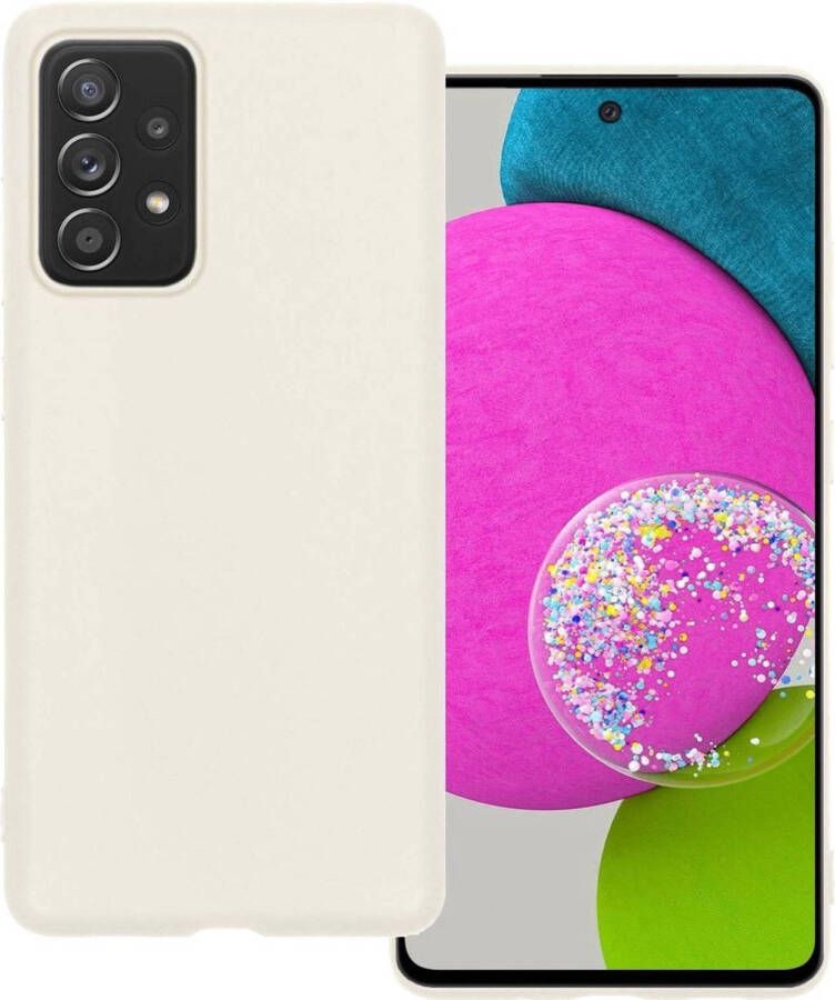 Basey Samsung Galaxy A52 Hoesje Siliconen Hoes Case Cover Samsung Galaxy A52-Wit