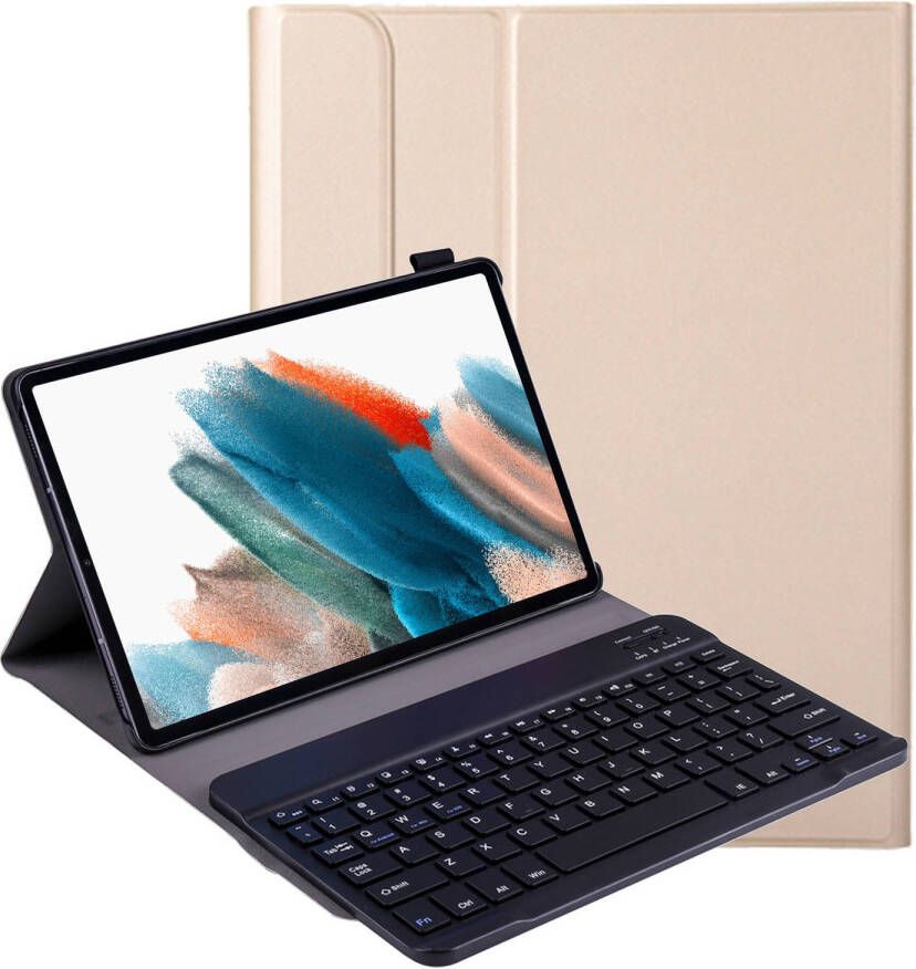 Basey Samsung Galaxy Tab A8 2021 Toetsenbord Hoes Samsung Galaxy Tab A8 2021 Keyboard Case Book Cover Hoesje Goud