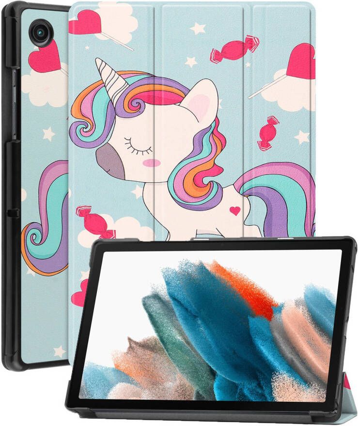 Basey Samsung Galaxy Tab A8 Hoesje Kunstleer Hoes Case Cover Samsung Galaxy Tab A8-Eenhoorn