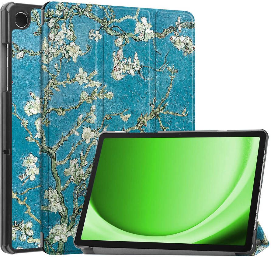 Basey Samsung Galaxy Tab A9 Hoesje Kunstleer Hoes Case Cover Samsung Galaxy Tab A9-Bloesem