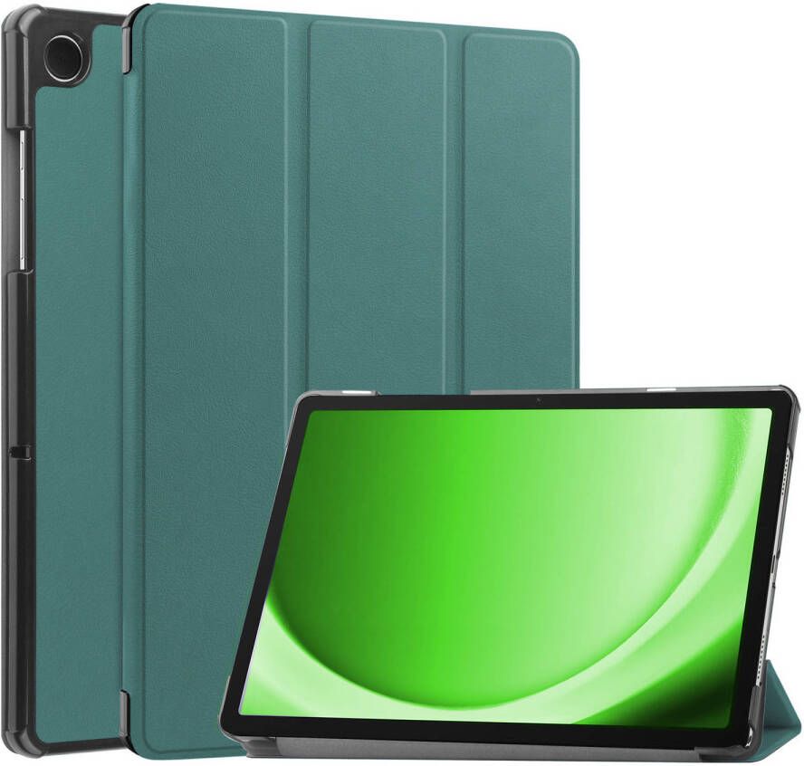 Basey Samsung Galaxy Tab A9 Hoesje Kunstleer Hoes Case Cover Samsung Galaxy Tab A9-Donkergroen