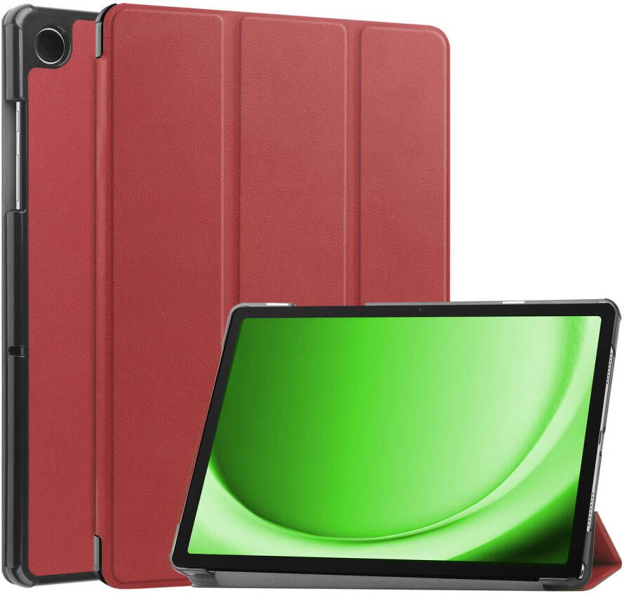 Basey Samsung Galaxy Tab A9 Hoesje Kunstleer Hoes Case Cover Samsung Galaxy Tab A9-Donkerrood