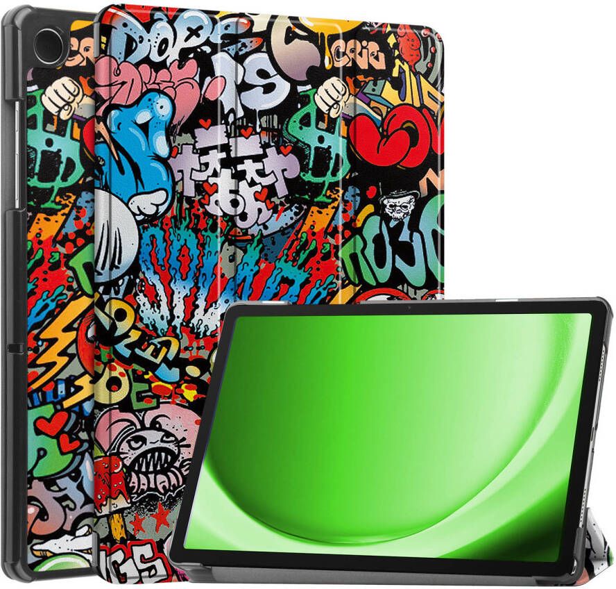 Basey Samsung Galaxy Tab A9 Hoesje Kunstleer Hoes Case Cover Samsung Galaxy Tab A9-Graffity