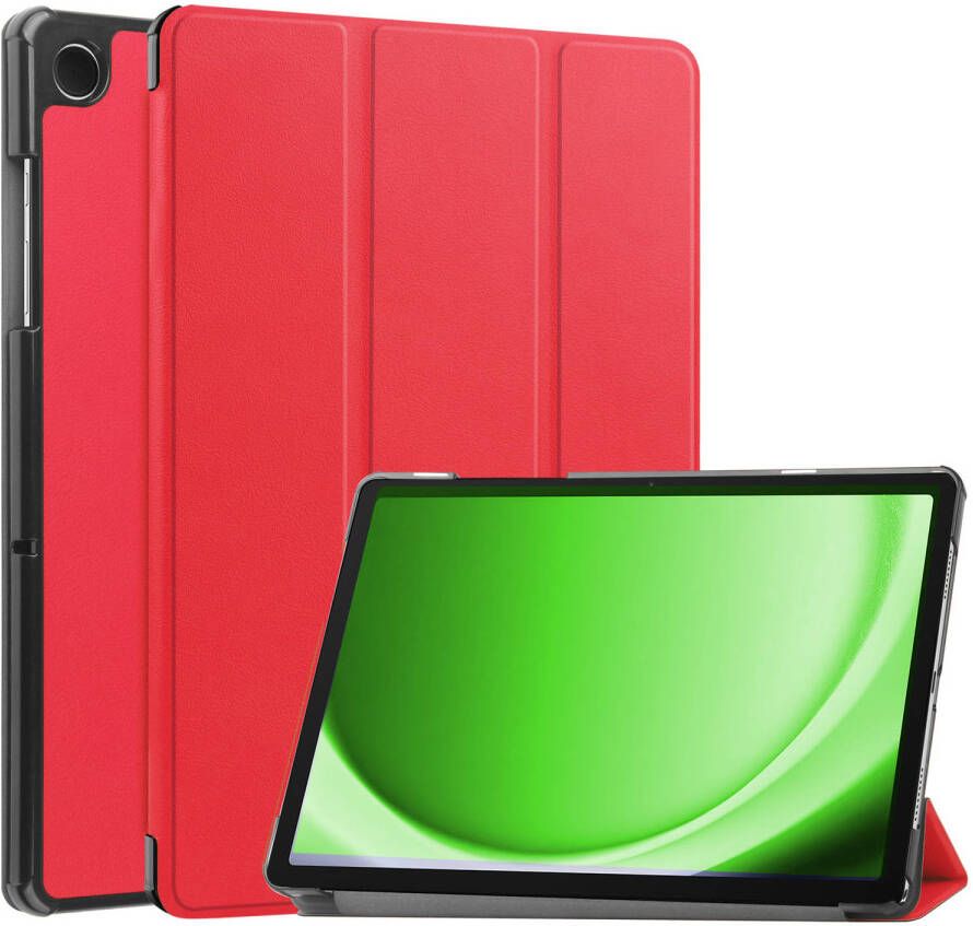 Basey Samsung Galaxy Tab A9 Hoesje Kunstleer Hoes Case Cover Samsung Galaxy Tab A9-Rood