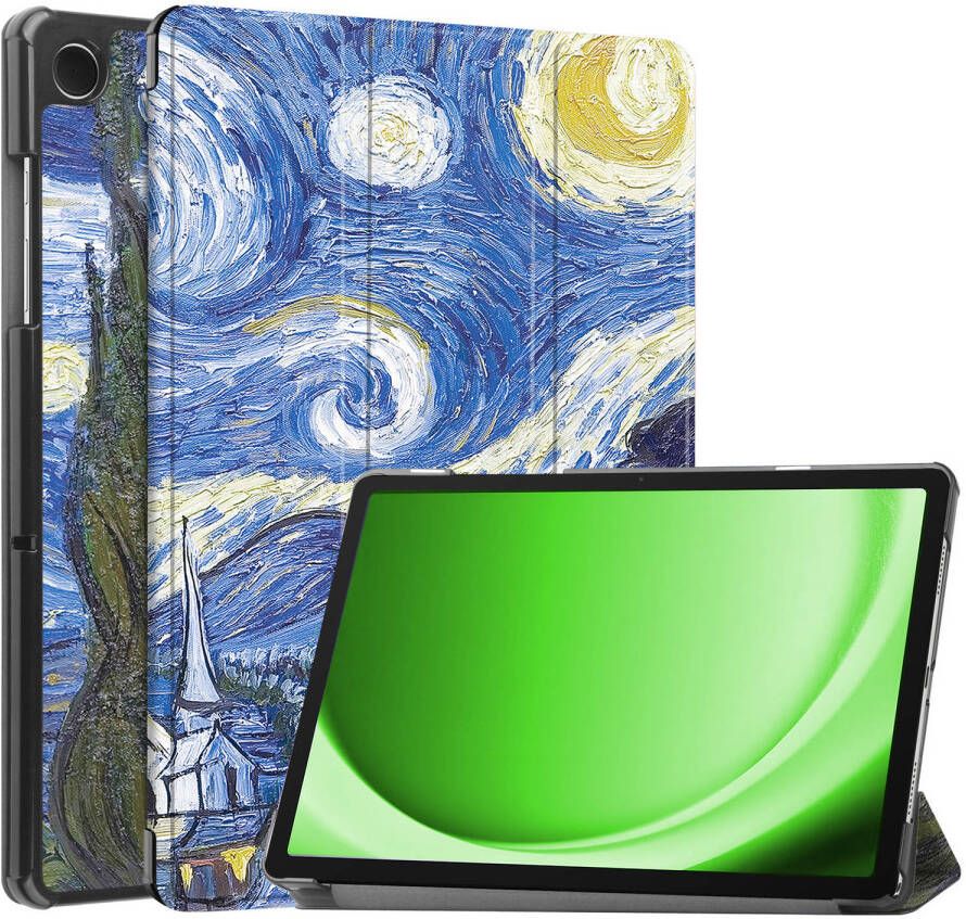 Basey Samsung Galaxy Tab A9 Plus Hoesje Kunstleer Hoes Case Cover -Sterrenhemel