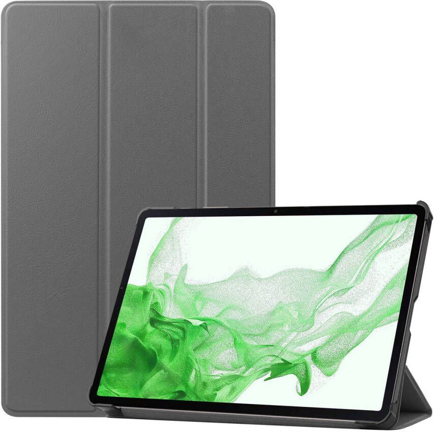 Basey Samsung Galaxy Tab S10 Plus Hoesje Kunstleer Hoes Case Cover -Grijs