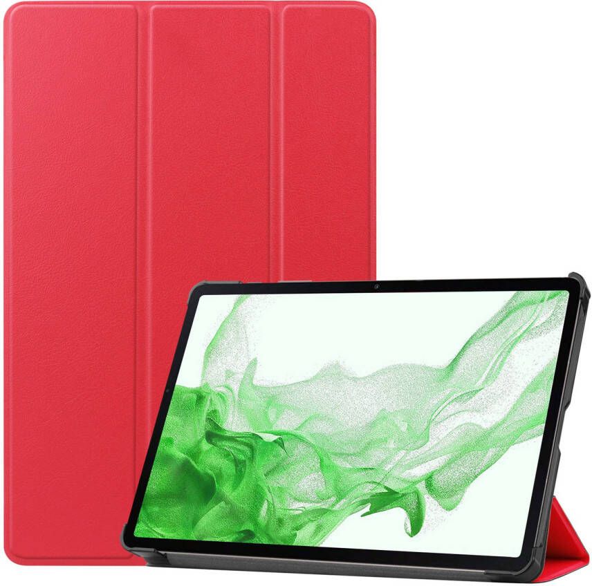 Basey Samsung Galaxy Tab S10 Plus Hoesje Kunstleer Hoes Case Cover -Rood