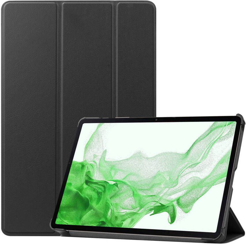 Basey Samsung Galaxy Tab S9 Hoesje Kunstleer Hoes Case Cover -Zwart