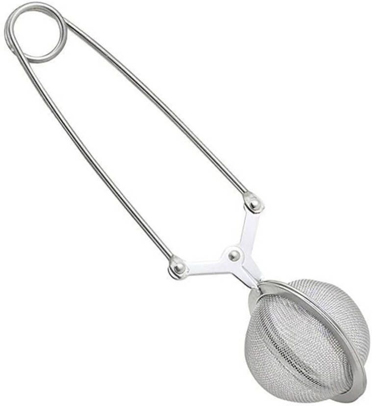 BASEY. Theezeef met Handgreep Theefilter RVS Thee Ei Theezeefjes voor Losse Thee Zilver