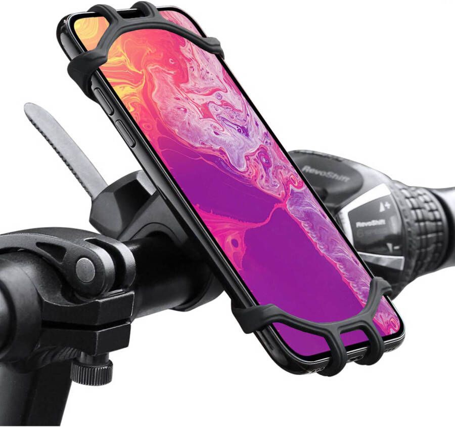 Basey Universele Telefoonhouder Fiets Scooter En Buggy Fiets Telefoonhouder Siliconen 360 Graden Draaibaar Zwart