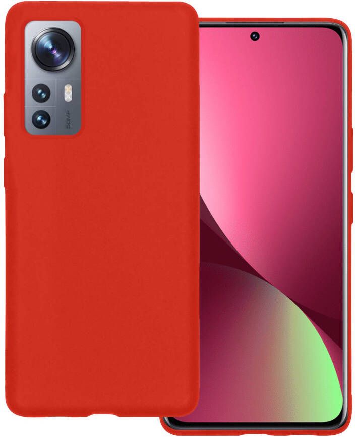 Basey Xiaomi 12 Hoesje Rood Siliconen Xiaomi 12 Case Back Cover Rood Silicone Xiaomi 12 Hoesje Siliconen Hoes Rood