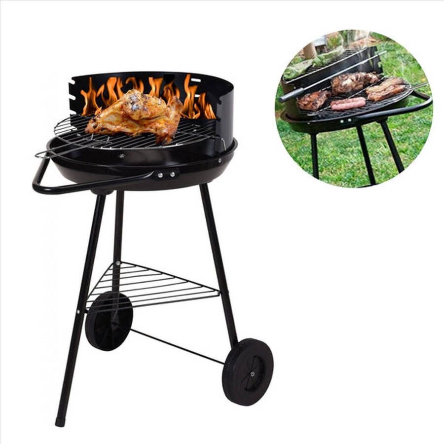 BBQ Collection Barbecue Bbq Rond Half Open Verrijdbaar 41 5x70x41 5cm Zwart Grijs