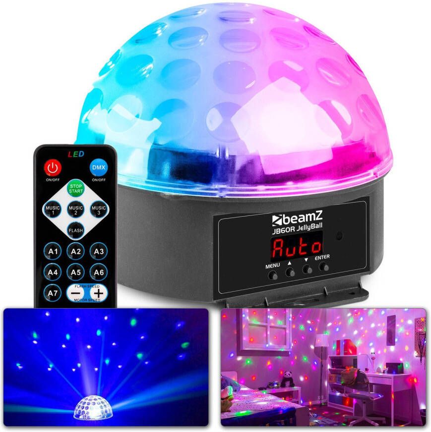 BeamZ Discobal met 6 Kleuren en Afstandbediening JB60R 5 DMX Kanalen LED Discolamp Lichteffect