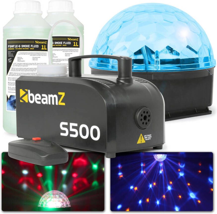 BeamZ Feestverlichting Party pack S met Jelly Ball lichteffect en 500W rookmachine met ruim 2 liter rookvloeistof