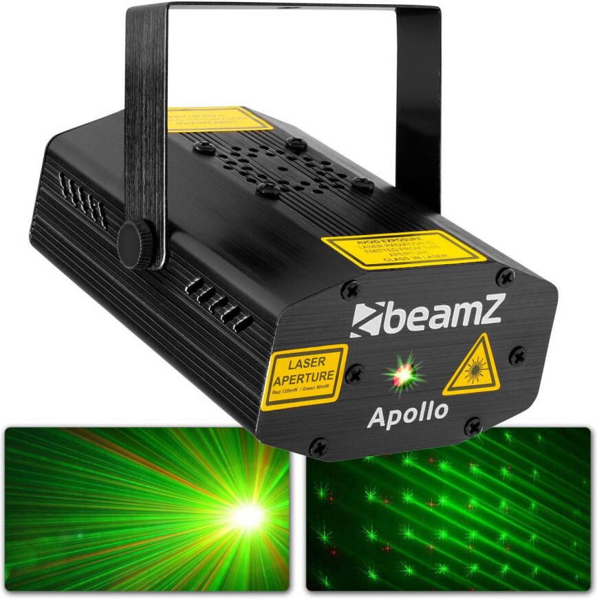 BeamZ Laser lichteffect Apollo sterrenhemel laser lichteffect met rode en groene laserstralen 170mW
