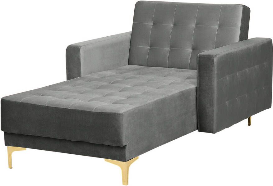 Beliani ABERDEEN Chaise longue-Grijs-Fluweel