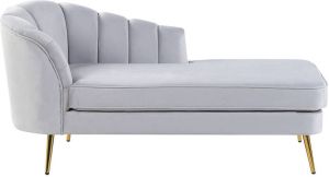Beliani Allier Chaise Longue-grijs-fluweel