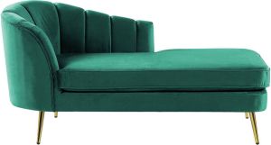 Beliani Allier Chaise Longue-groen-fluweel
