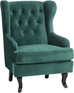 Beliani ALTA Chesterfield fauteuil groen Fluweel