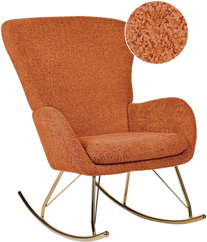 Beliani ANASET Schommelfauteuil-Oranje-Bouclé