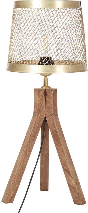 Beliani BEKI Tafellamp-Donkere houtkleur-Mangohout